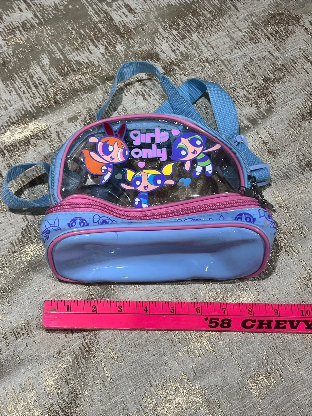 Vintage Cartoon Network Powerpuff Girls Mini Backpack Blue/Pink Zip Adjustable S